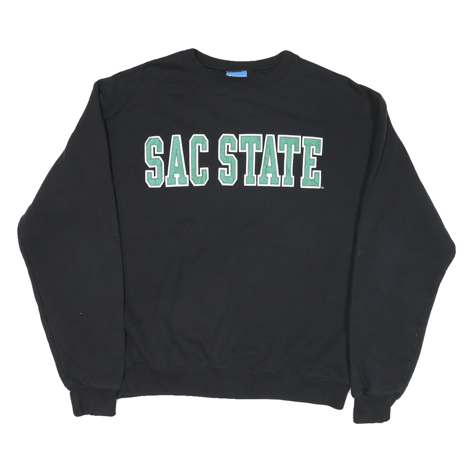 CHAMPION Mens Black Cotton Blend Sac State Crew Neck M Sweatshirt Casual Refurbished - N/A refurbished available on Cerqular