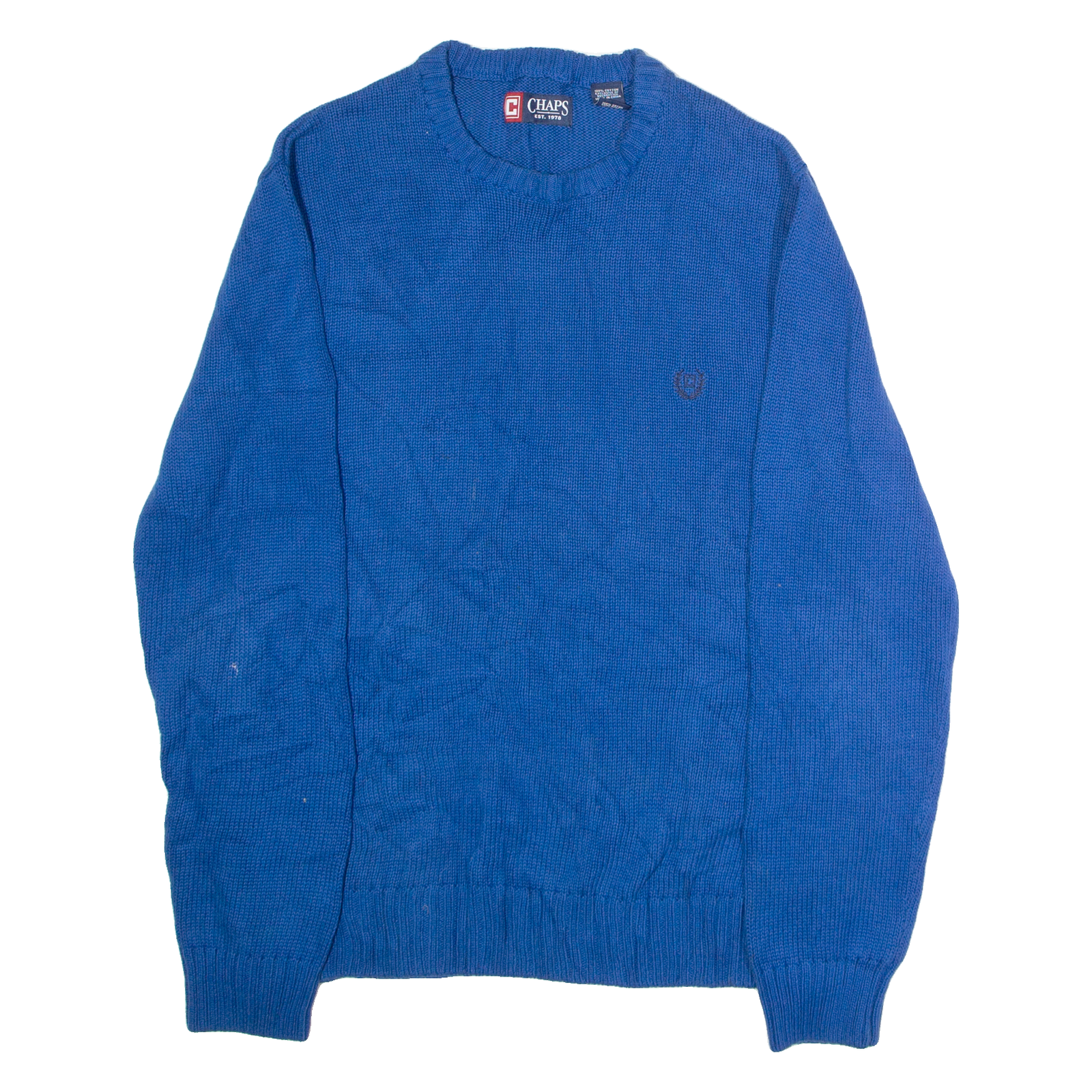 CHAPS Mens Jumper Blue Crew Neck Chunky Knit M Refurbished - N/A refurbished available on Cerqular