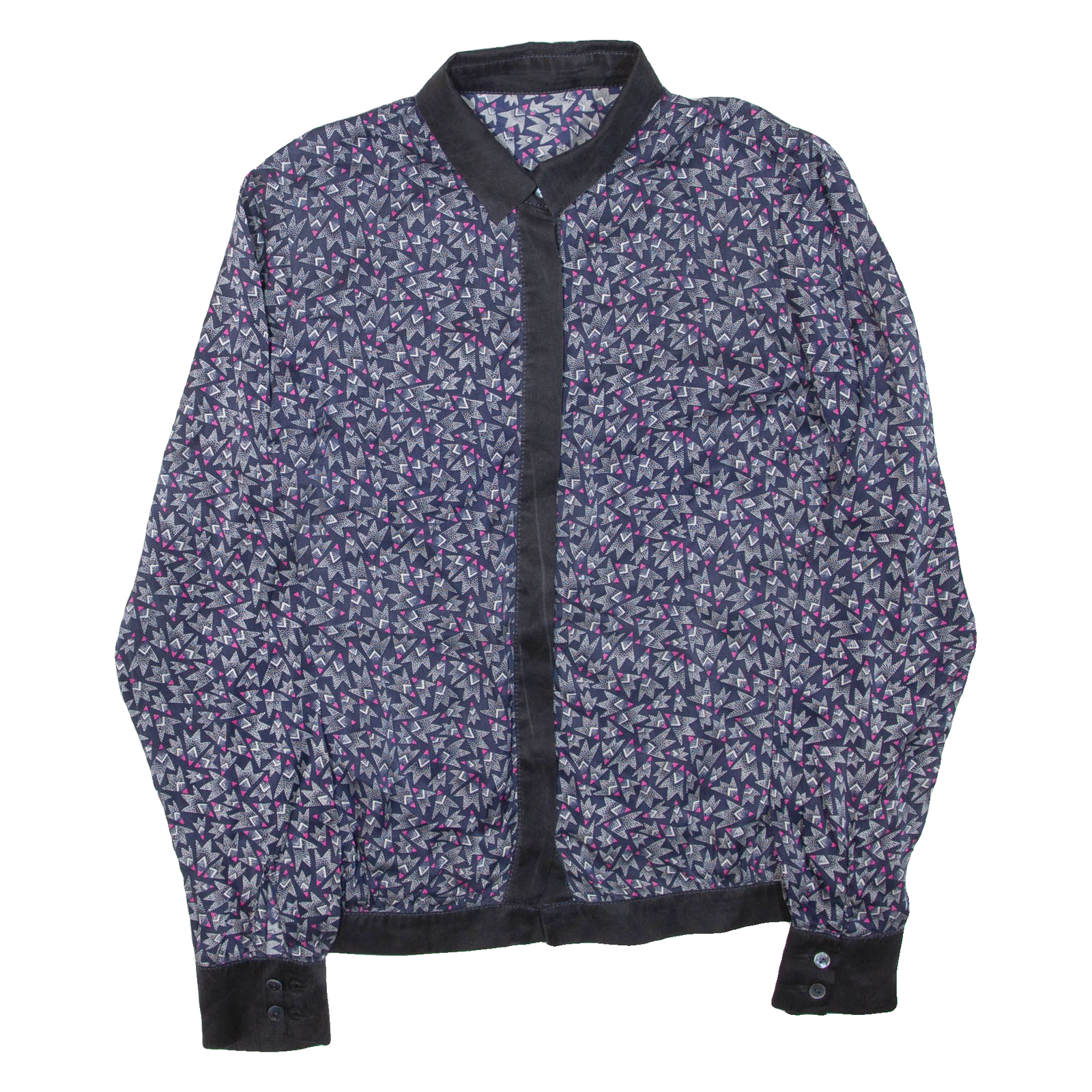 Womens Printed Shirt Purple Collared Long Sleeve M Refurbished - N/A refurbished available on Cerqular