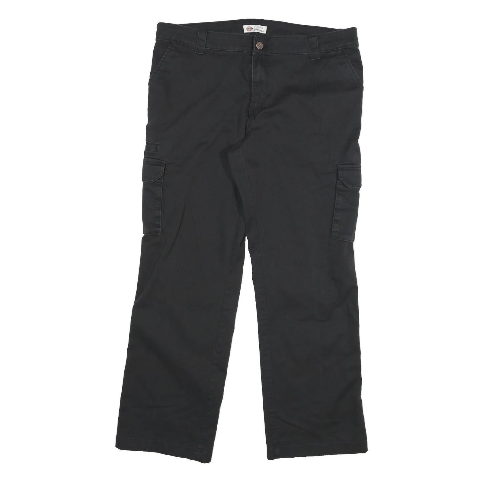 DICKIES Womens Black Regular Fit Straight Leg Trousers W36 L30 Cotton Blend Zip Refurbished - N/A refurbished available on Cerqular