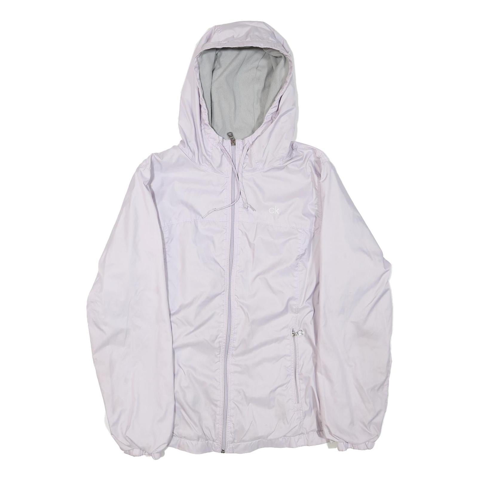 CALVIN KLEIN Womens White Lightweight Hooded Jacket M Polyester Blend Zip Plain Refurbished - N/A refurbished available on Cerqular