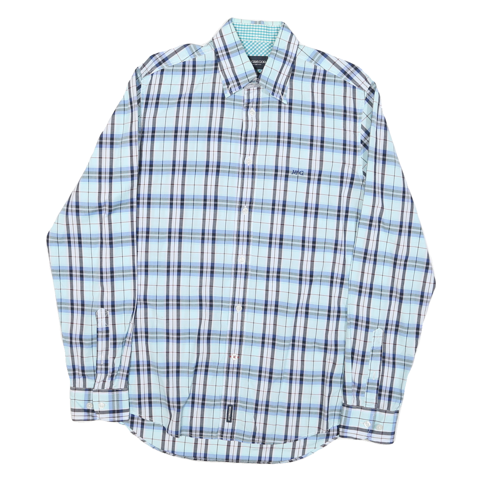 MCGREGOR Mens Blue Check Shirt S Lightweight Cotton Blend Button Up Casual Refurbished - N/A refurbished available on Cerqular