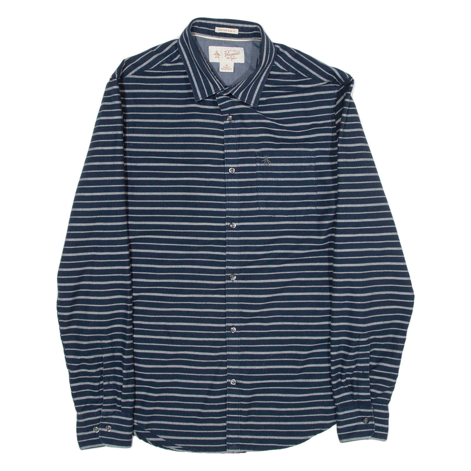 PENGUIN Heritage Slim Fit Mens Shirt Blue Striped Long Sleeve M Refurbished - N/A refurbished available on Cerqular