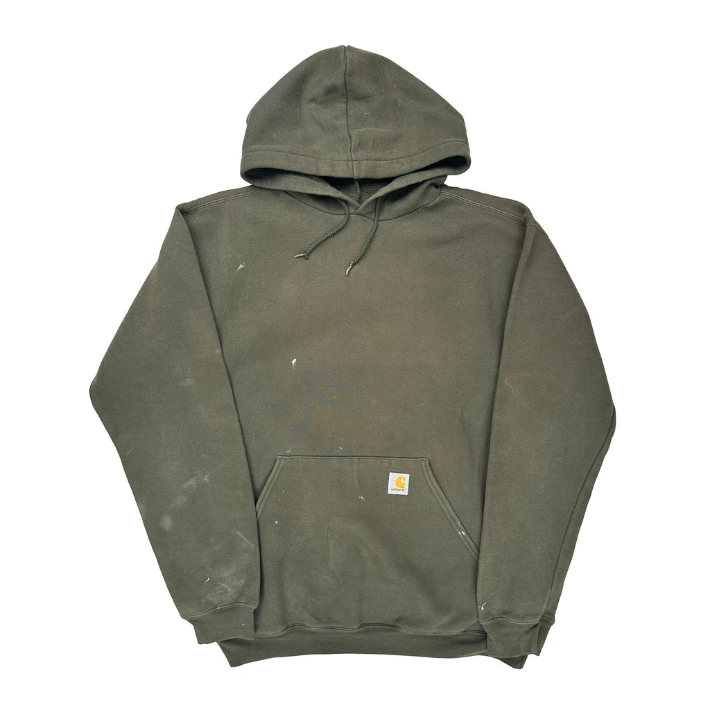 Carhartt Hoodie - Medium Green Cotton Blend Refurbished - Thrifted (note: this is a term often used to describe second- refurbished available on Cerqular