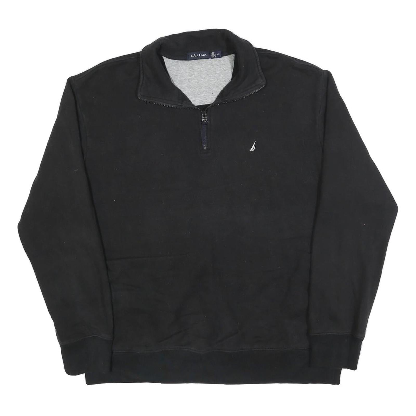 NAUTICA Mens Black Quarter Zip Sweatshirt XL Cotton Blend Casual Pullover Refurbished - N/A refurbished available on Cerqular