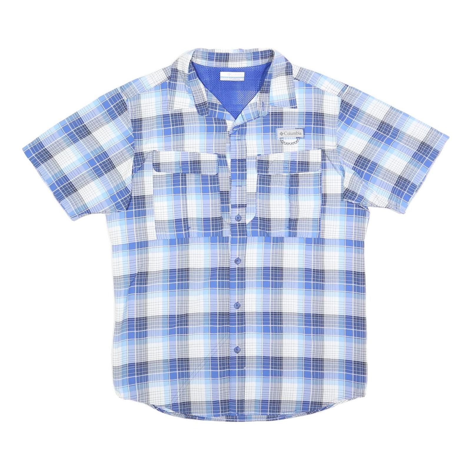 COLUMBIA Mens Blue & White Check Short Sleeve Shirt S Outdoor Casual Summer Refurbished - N/A refurbished available on Cerqular