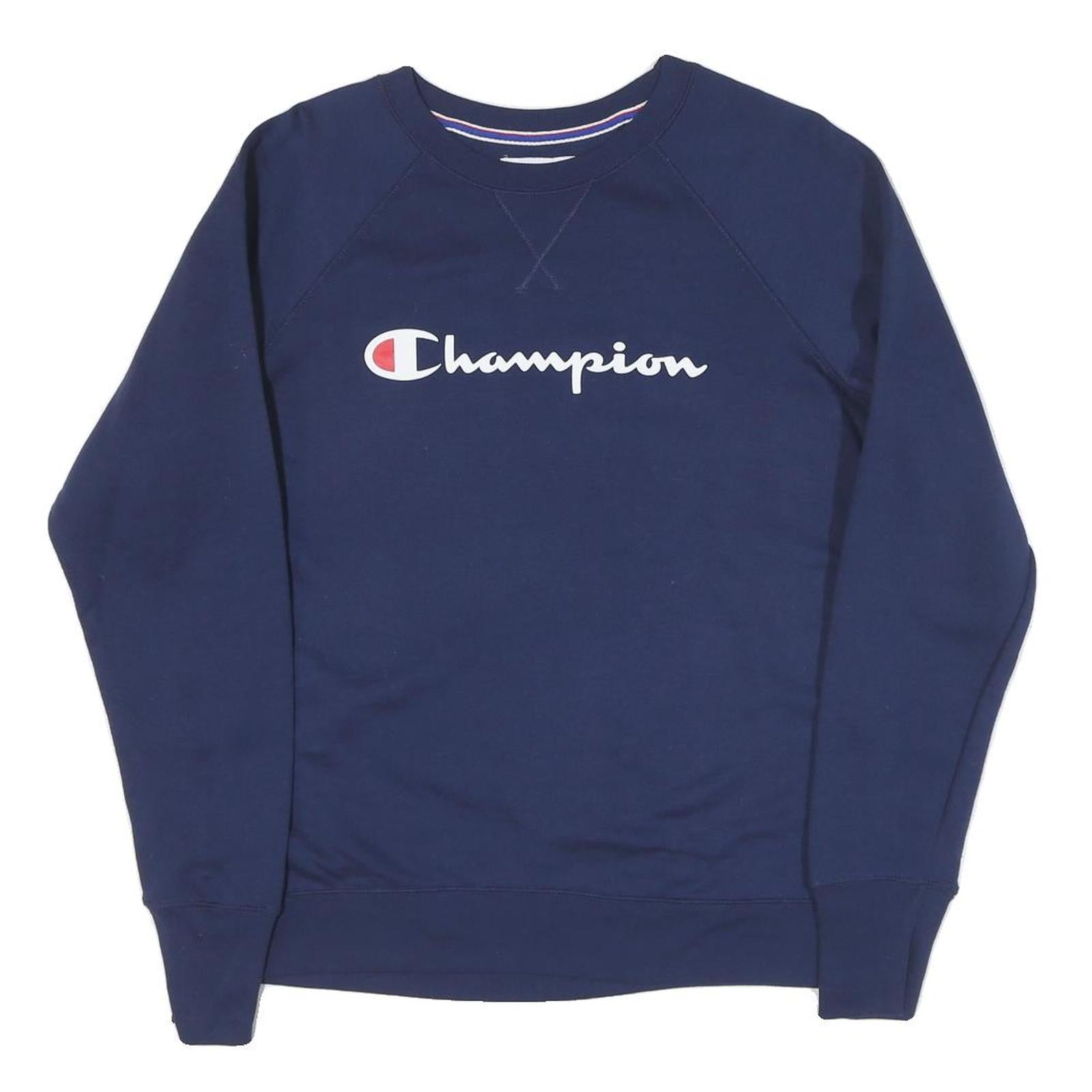 CHAMPION Mens Blue Cotton Blend Crew Neck M Logo Sweatshirt Casual Pullover Refurbished - N/A refurbished available on Cerqular