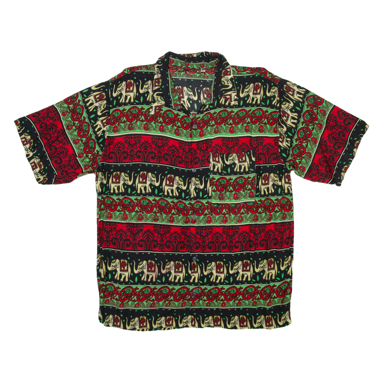 Elephant Mens Shirt Green Crazy Pattern S Refurbished - N/A refurbished available on Cerqular