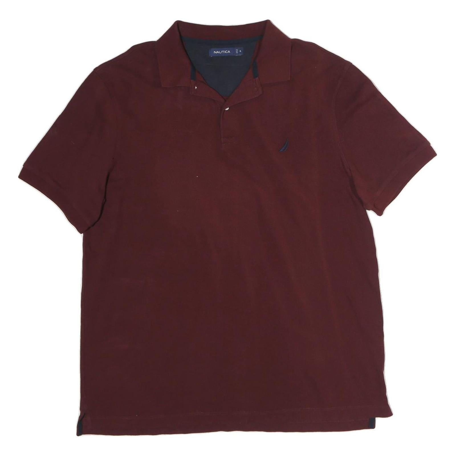 NAUTICA Mens Maroon Short Sleeve Plain XL Polo Shirt Classic Comfort Refurbished - N/A refurbished available on Cerqular