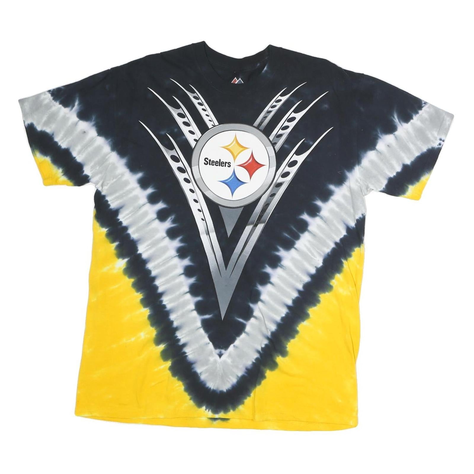 MAJESTIC Mens Black & Yellow Steelers Graphic T-Shirt L Short Sleeve Crew Neck Refurbished - N/A refurbished available on Cerqular