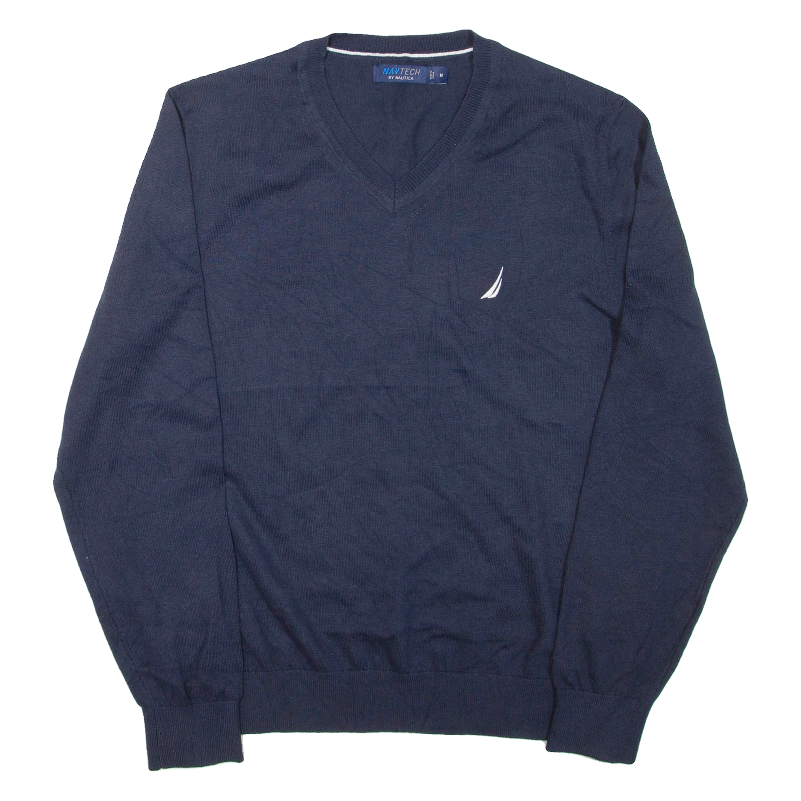 NAUTICA Navtech Mens Jumper Blue V-Neck Tight Knit M Refurbished - N/A refurbished available on Cerqular