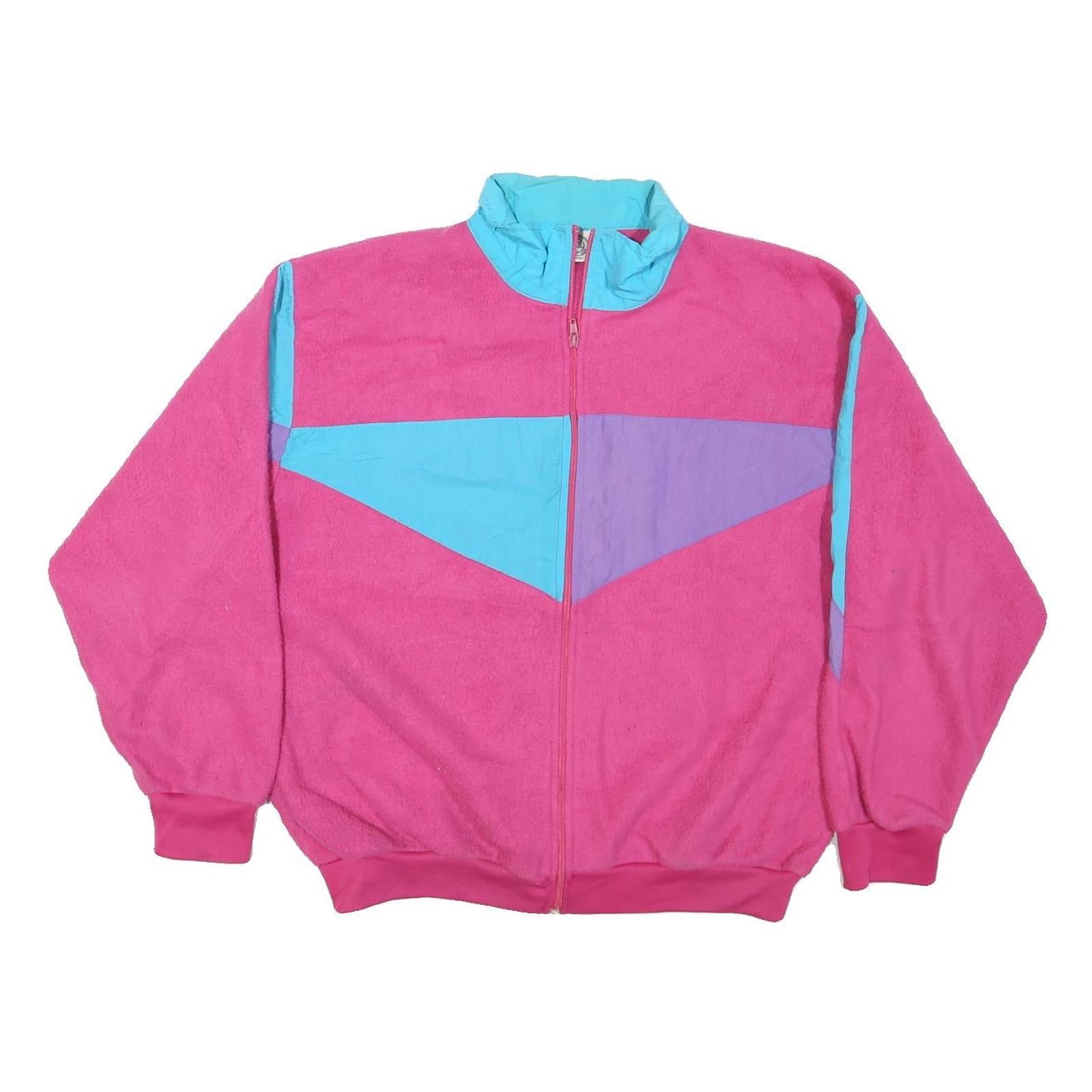 CUSTOM PROJECTIONS Womens Pink & Blue Colourblock Casual Jacket L Polyester Refurbished - N/A refurbished available on Cerqular