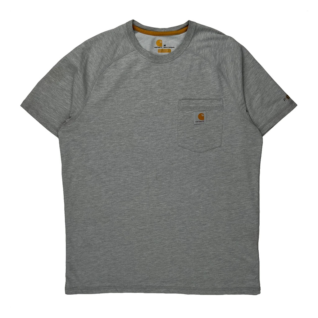 Carhartt T-Shirt - Medium Grey Cotton Refurbished - Thrifted (note: this is a term often used to describe second- refurbished available on Cerqular
