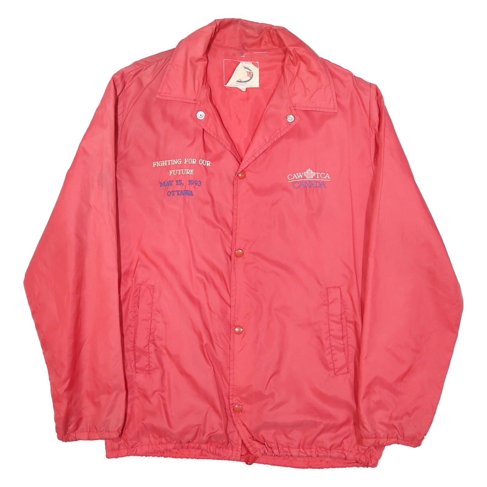 OUTDOOR Mens Red Button Nylon Jacket M Classic Casual Lightweight Windbreaker Refurbished - N/A refurbished available on Cerqular