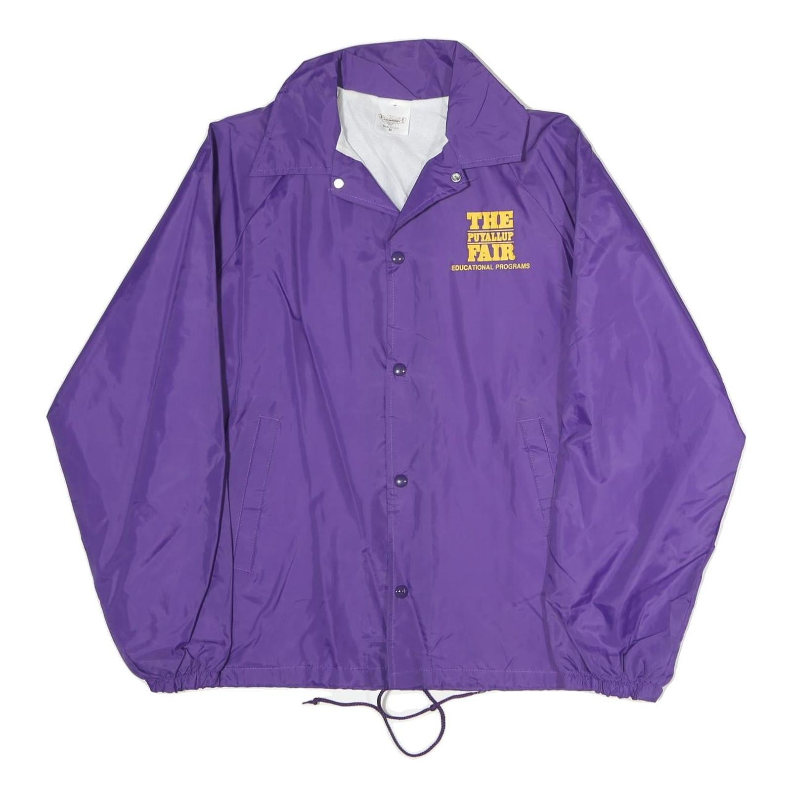 AUBURN Mens Purple Nylon Button Jacket M Plain Lightweight Casual Outdoor Refurbished - N/A refurbished available on Cerqular