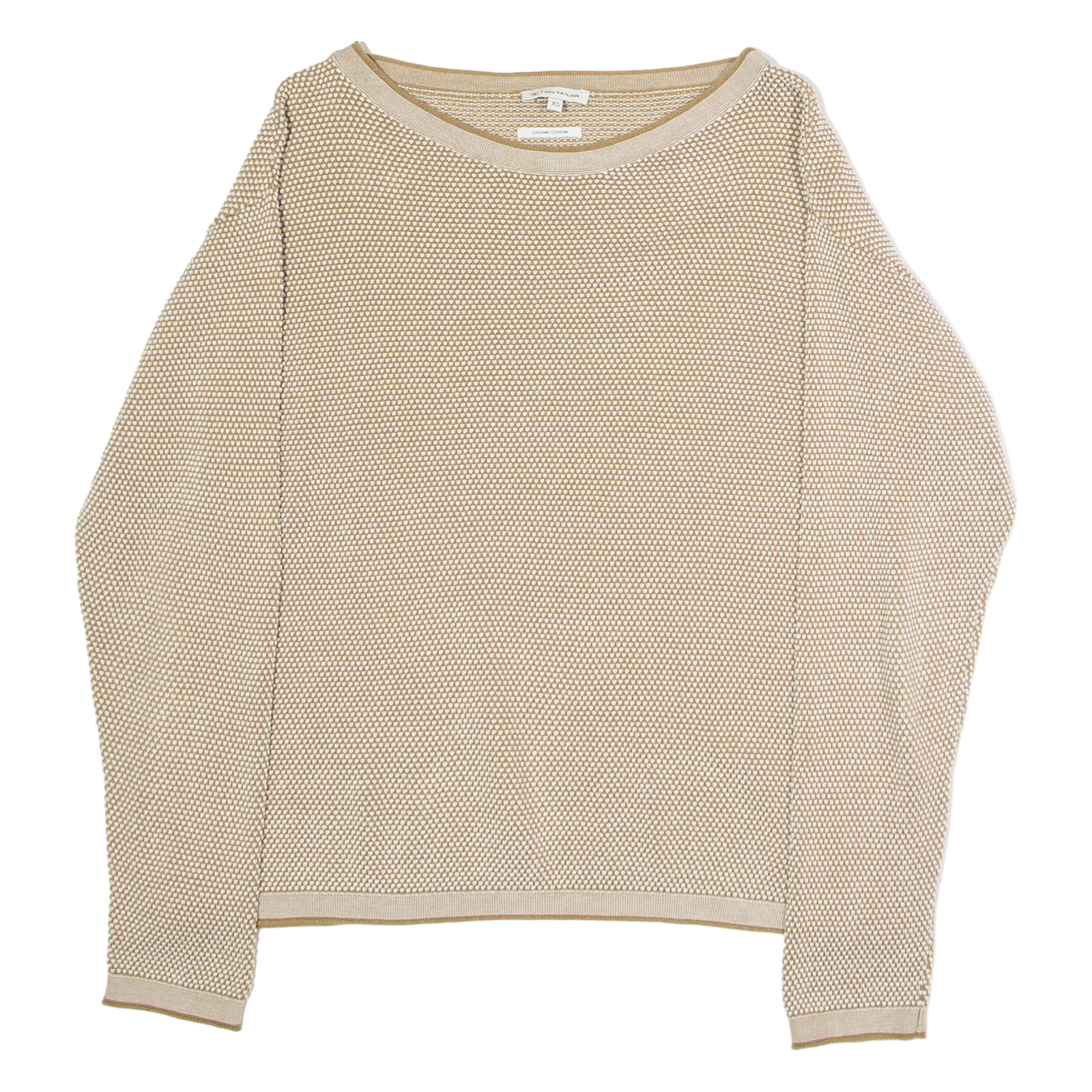 TOM TAILOR Mens Jumper Brown Crew Neck Waffle Knit XS Refurbished - N/A refurbished available on Cerqular