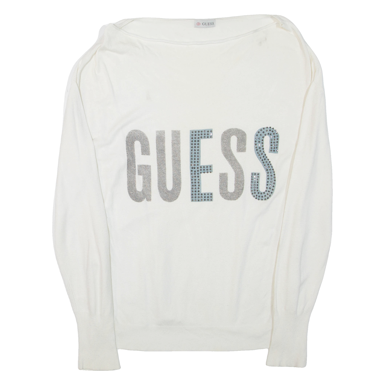 GUESS Womens Jumper Cream Tight Knit Viscose XL Refurbished - N/A refurbished available on Cerqular