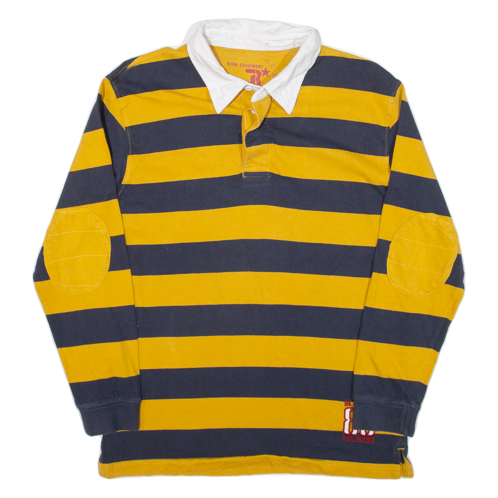 B.U.M EQUIPMENT Mens Polo Shirt Yellow Striped Long Sleeve S Refurbished - N/A refurbished available on Cerqular