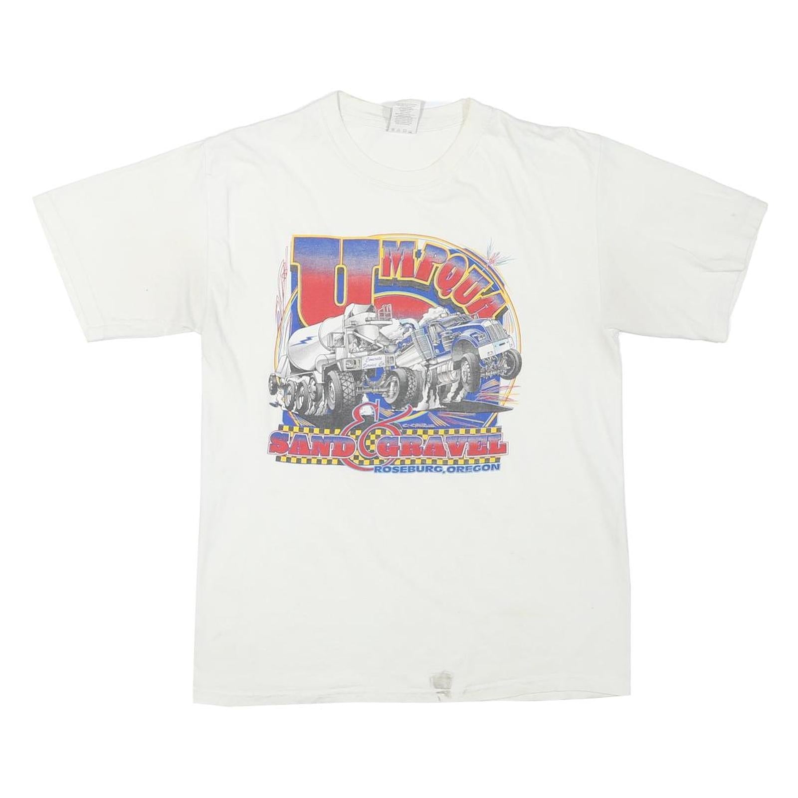 HANES Mens White Cotton Blend Graphic T-Shirt M Short Sleeve Crew Neck Sand Refurbished - N/A refurbished available on Cerqular