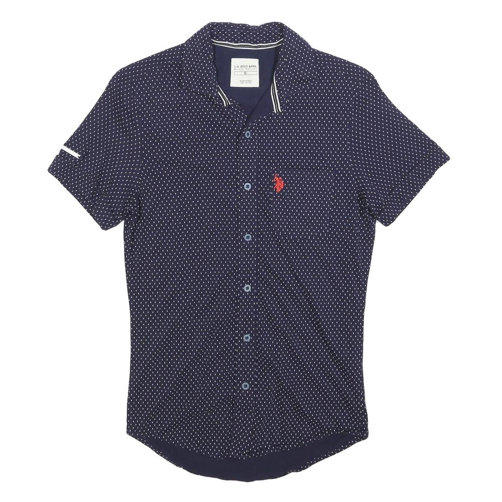 U.S. POLO ASSN Mens Blue & White Polka Dot Shirt S Short Sleeve Button Casual Refurbished - N/A refurbished available on Cerqular
