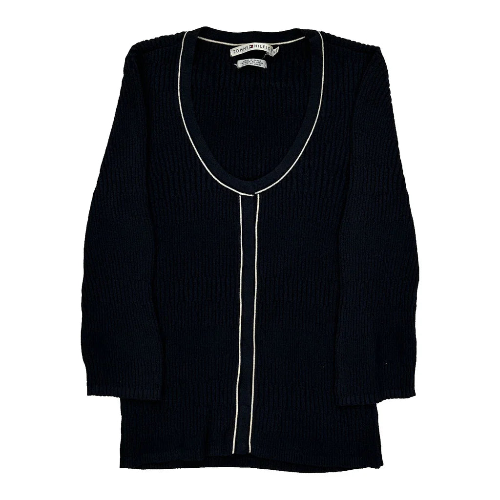 Tommy Hilfiger Jumper - Large Navy Cotton Refurbished - Thrifted (note: this is a term often used to describe second- refurbished available on Cerqular