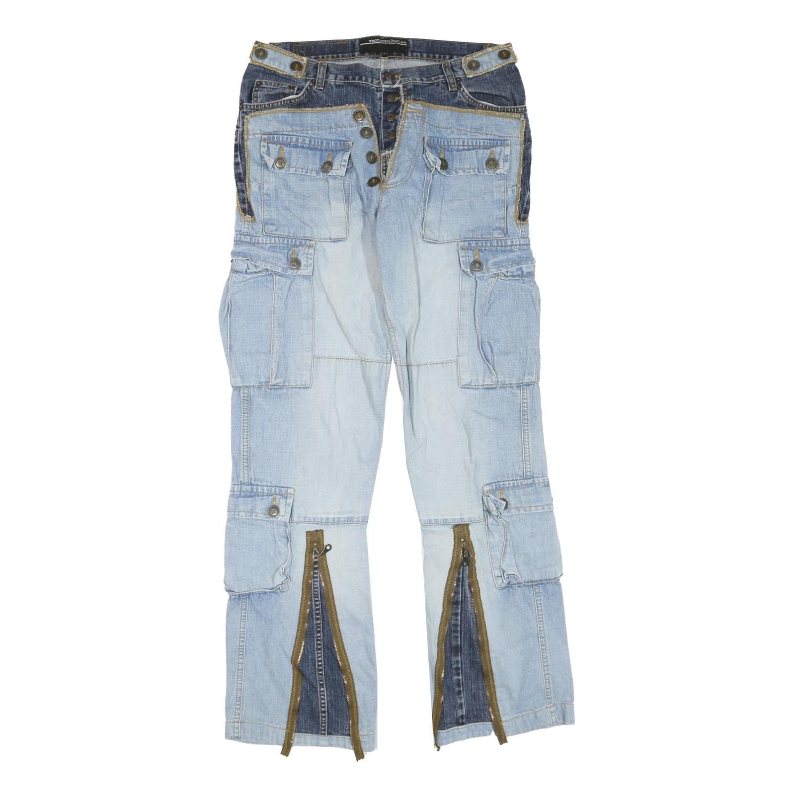 Womens Regular Fit Blue Denim Jeans Cotton Blend Button W32 L33 Cargo Stylish Refurbished - N/A refurbished available on Cerqular