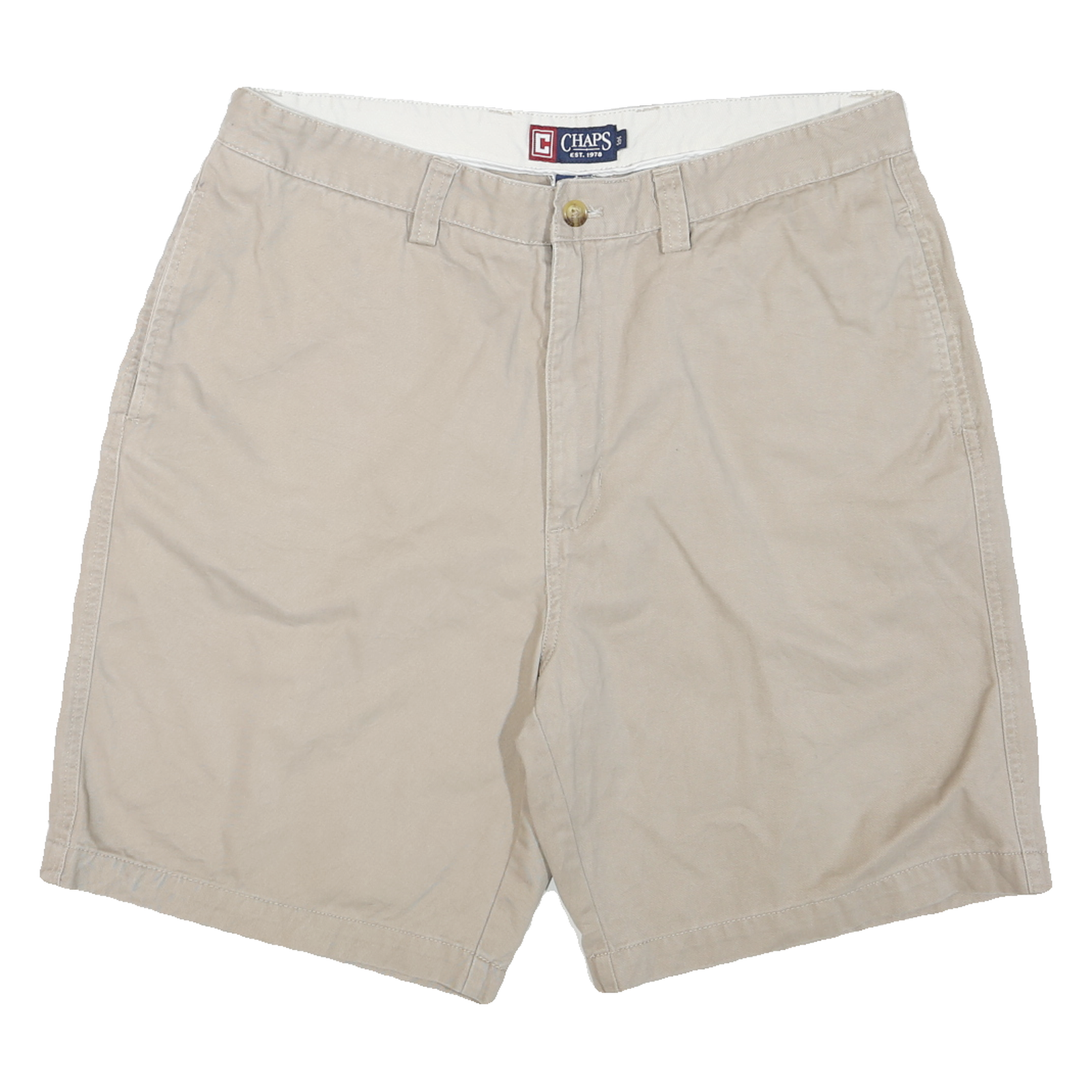 CHAPS Mens Shorts Beige Casual Plain L W36 Cotton Blend Comfortable Summer Wear Refurbished - N/A refurbished available on Cerqular