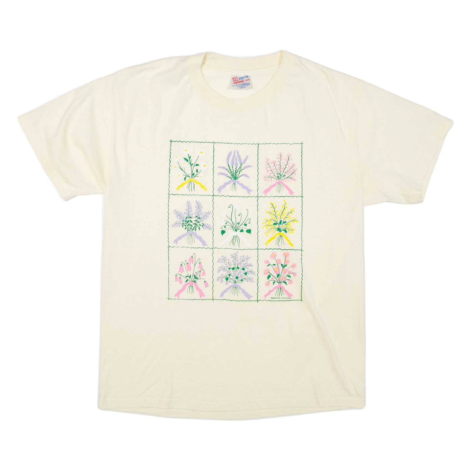 HANES Floral Womens T-Shirt Beige L Refurbished - N/A refurbished available on Cerqular