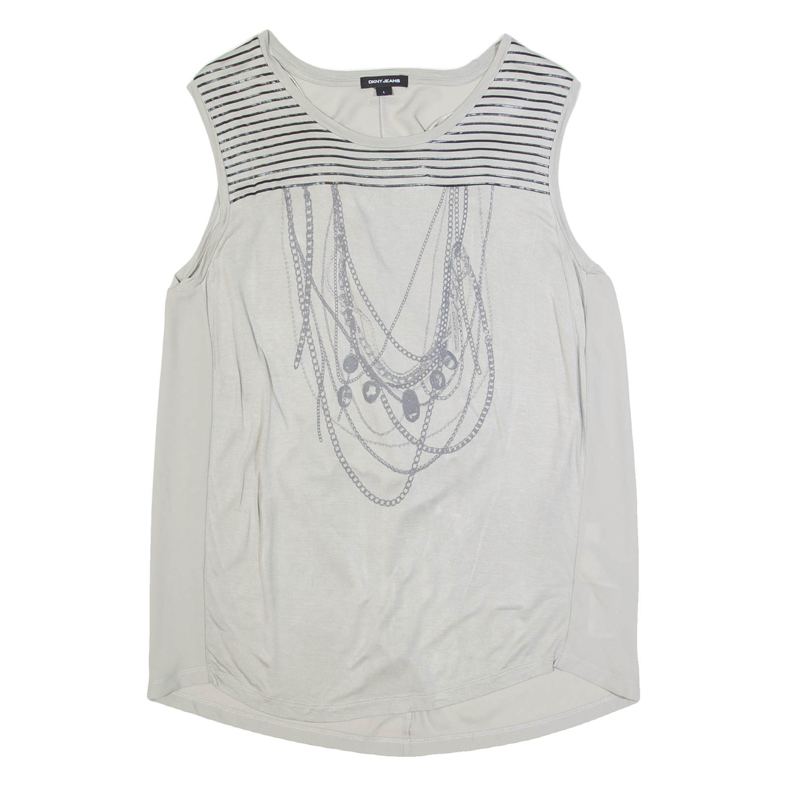 DKNY Womens Printed Vest Grey Sleeveless L Refurbished - N/A refurbished available on Cerqular