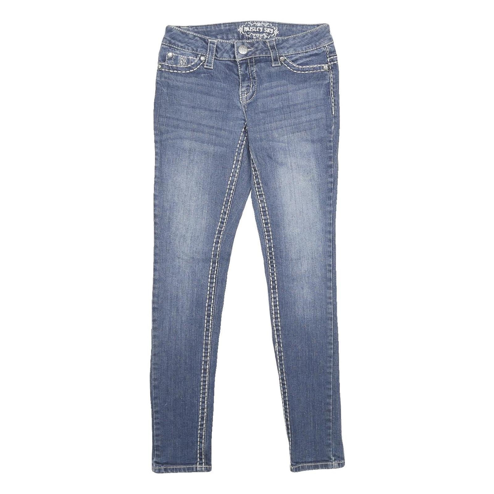 PAISLEY SKY Womens Blue Regular Skinny Denim Medium W27 L30 Stylish Cotton Blend Refurbished - N/A refurbished available on Cerqular