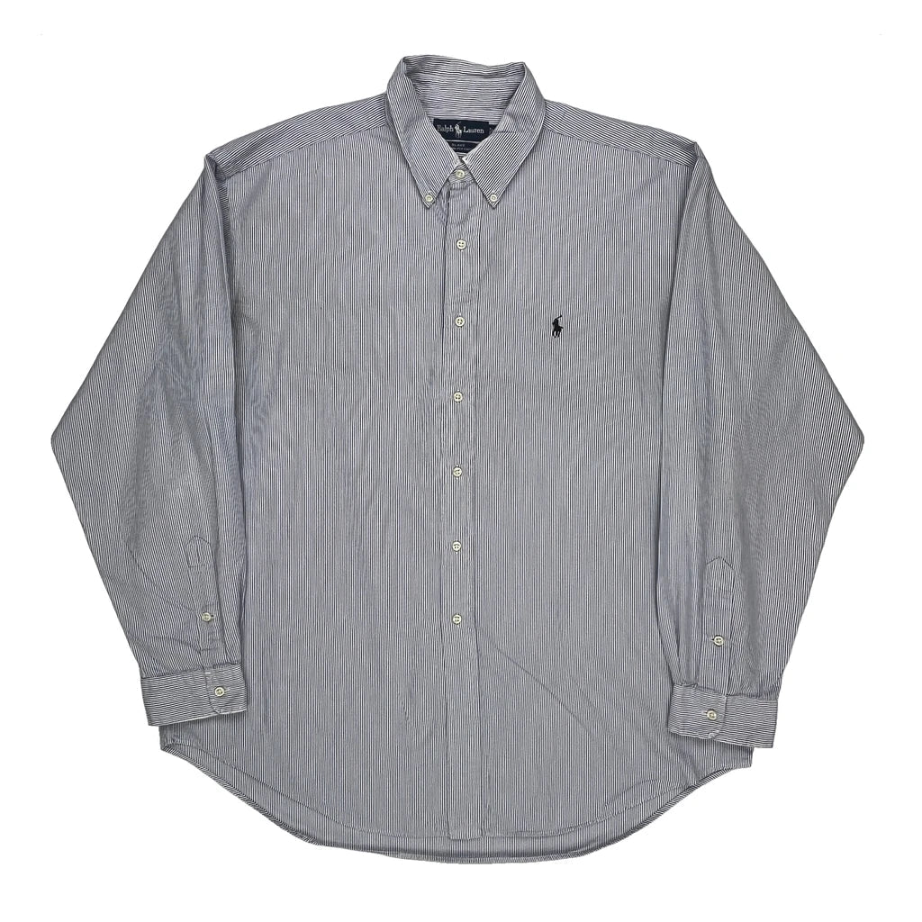 Blake Ralph Lauren Striped Shirt - XL Blue Cotton Refurbished - Thrifted (note: this is a term often used to describe second- refurbished available on Cerqular