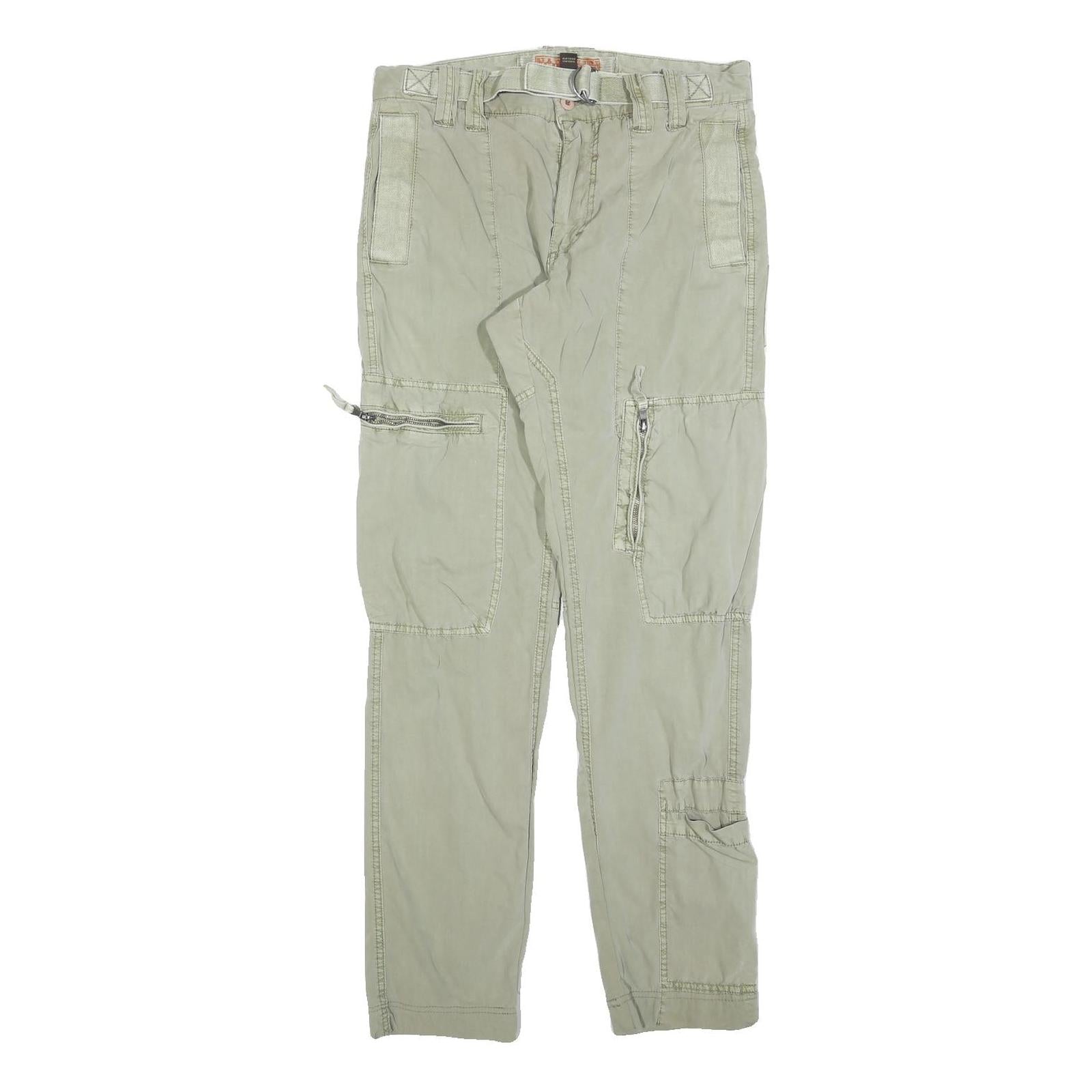 NAPAPIJRI Mens Regular Fit Beige Cotton Blend Cargo Trousers W30 L32 Utility Zip Refurbished - N/A refurbished available on Cerqular