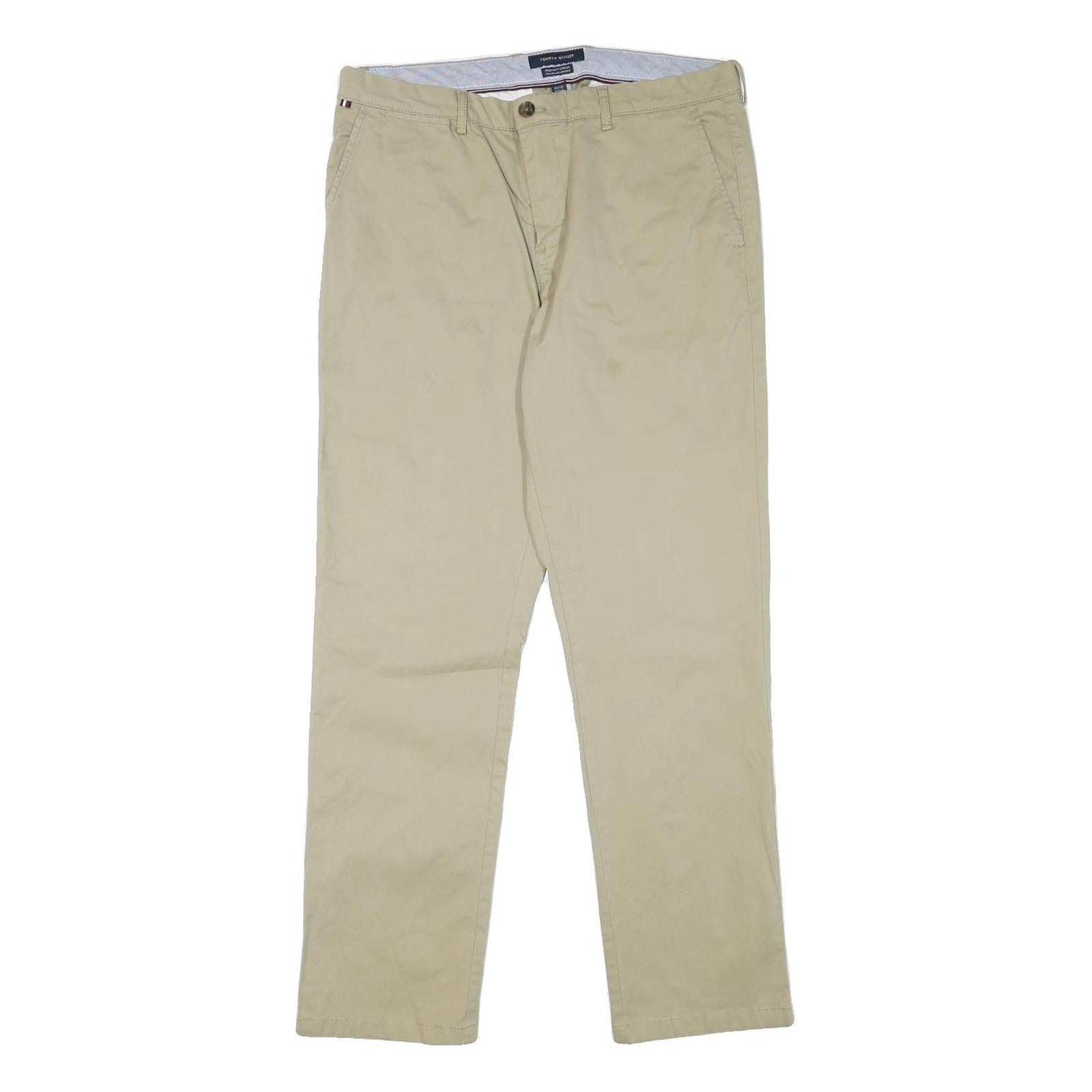 TOMMY HILFIGER Mens Cotton Blend Beige Regular Fit Straight Trousers W34 L32 Refurbished - N/A refurbished available on Cerqular