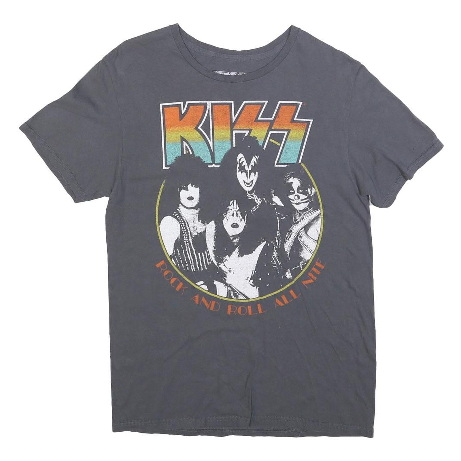KISS Womens Grey Rock And Roll All Nite Graphic T-Shirt M Short Sleeve Crew Neck Refurbished - N/A refurbished available on Cerqular