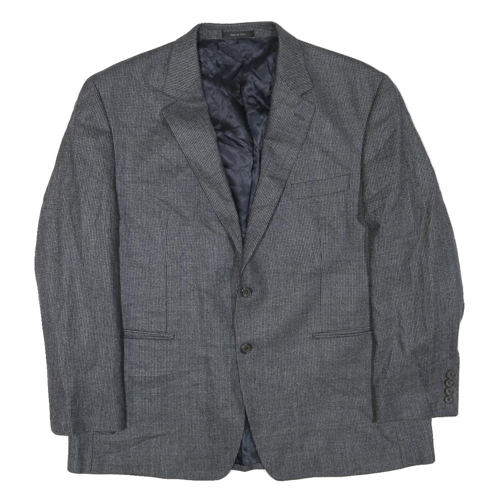 Mens Grey Wool Blend Classic Jacket L Woven Button Closure Formal Smart Refurbished - N/A refurbished available on Cerqular