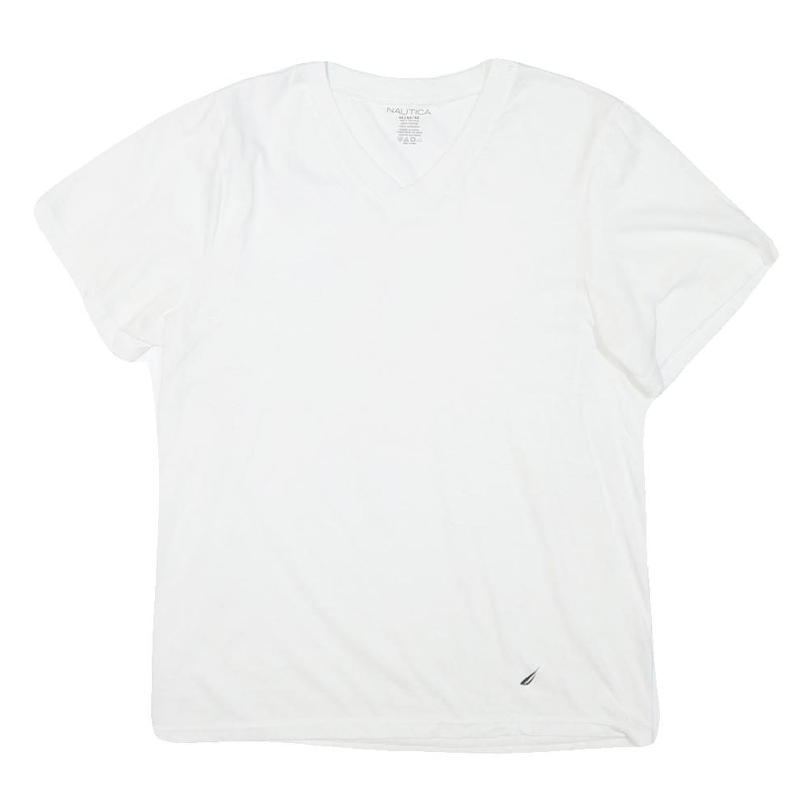 NAUTICA Mens White V-Neck T-Shirt M Cotton Blend Crew Neck Short Sleeve Casual Refurbished - N/A refurbished available on Cerqular