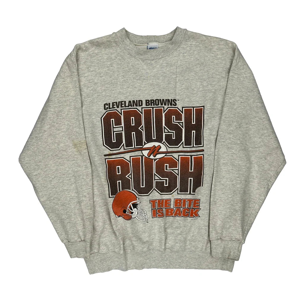 Cleveland Browns Salem Nfl Sweatshirt - Large Grey Cotton Blend Refurbished - Thrifted (note: this is a term often used to describe second- refurbished available on Cerqular