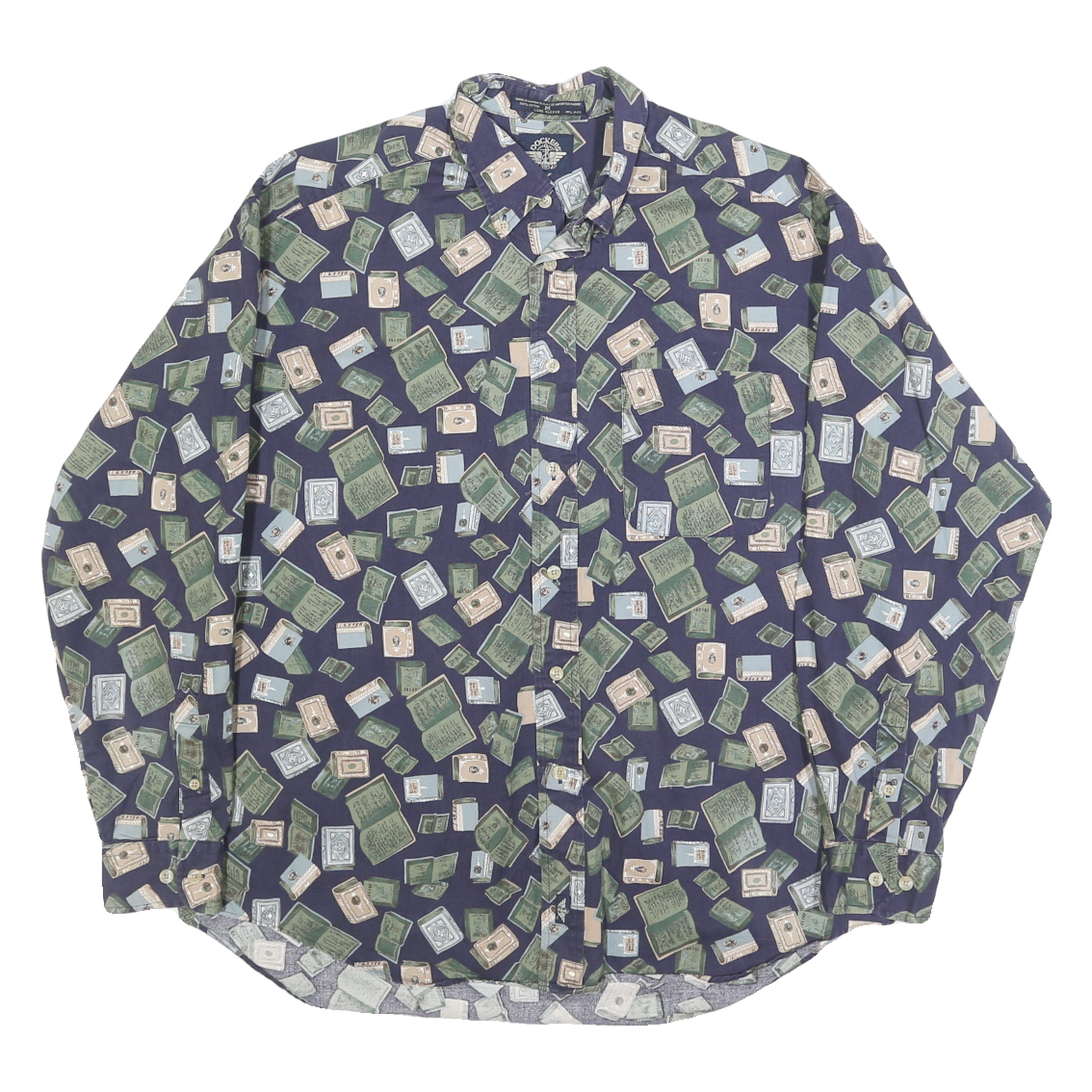 DOCKERS Mens Blue & Green Patterned Cotton Shirt M Casual Button Front Refurbished - N/A refurbished available on Cerqular