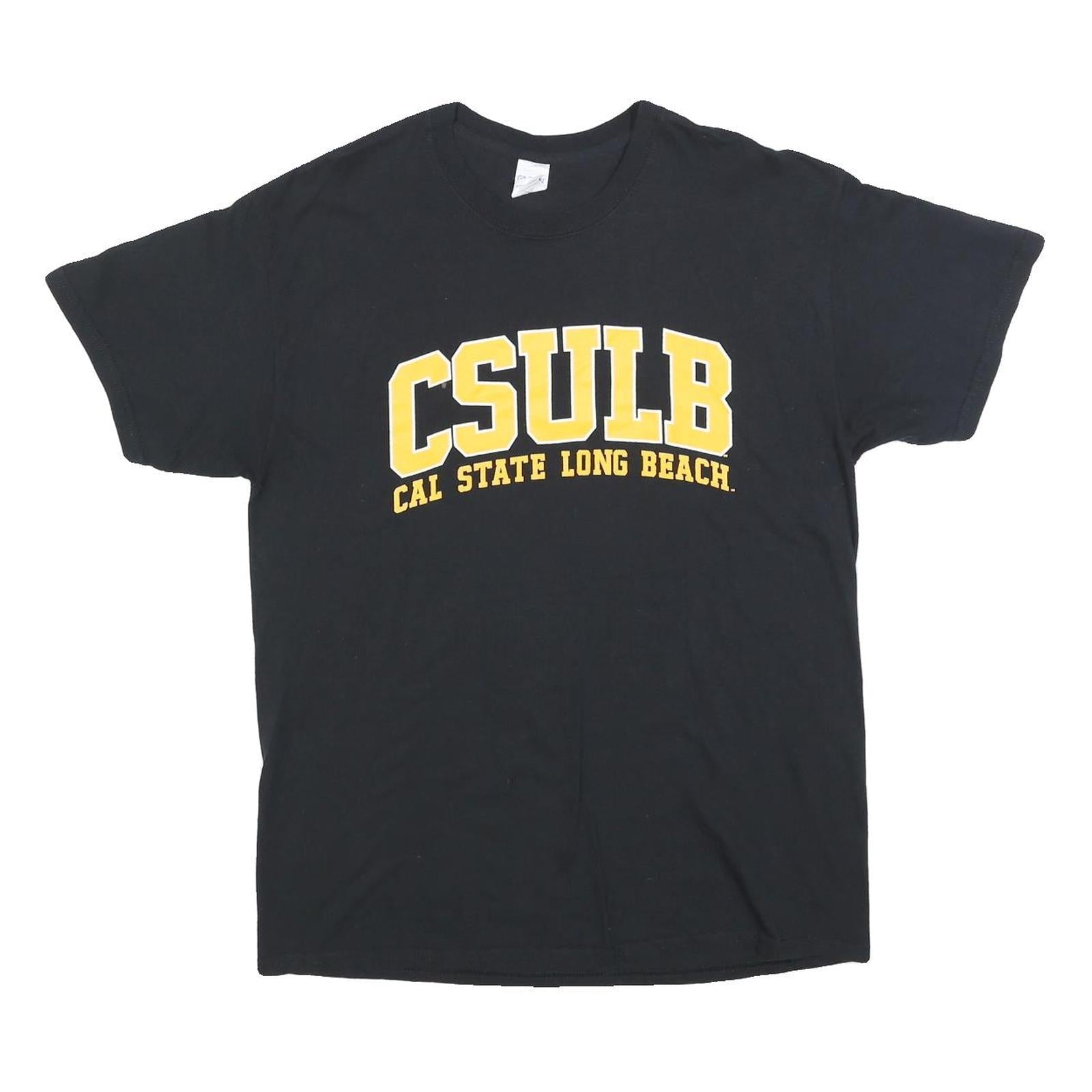 GILDAN Mens Black & Yellow CSULB Cal State Long Beach Graphic T-Shirt L Short Refurbished - N/A refurbished available on Cerqular