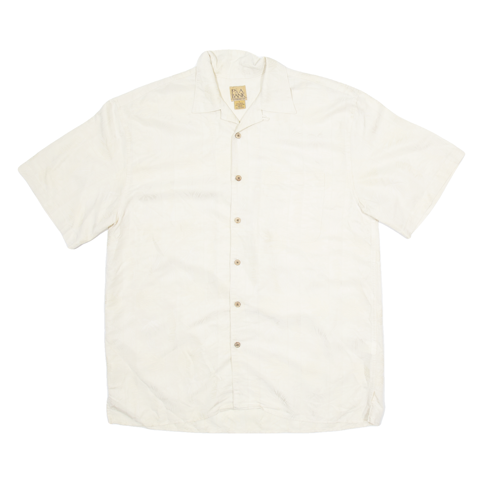 JOS. A. BANK Mens Hawaiian Shirt Cream Crazy Pattern L Refurbished - N/A refurbished available on Cerqular