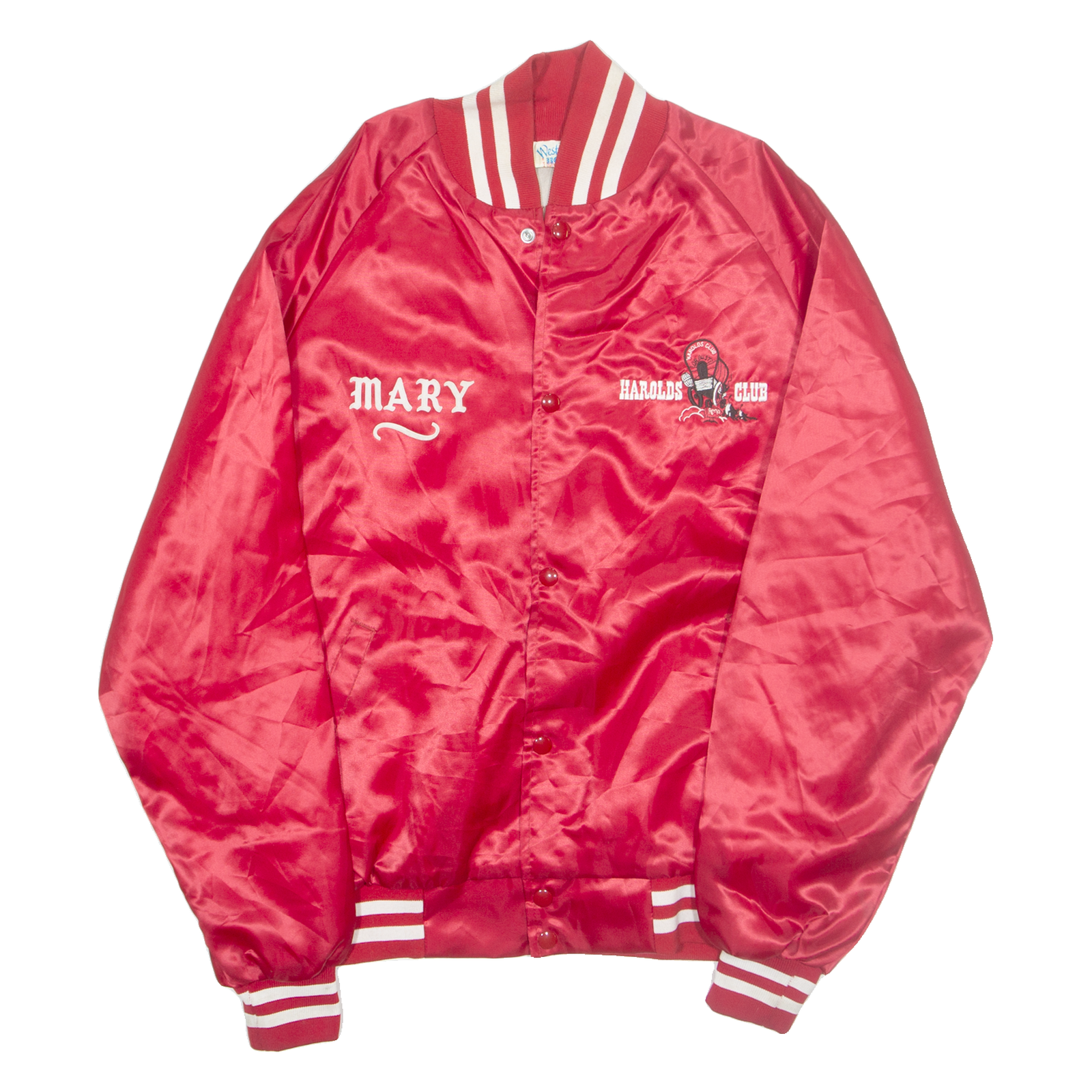 WESTARK Harolds Club Womens Varsity Jacket Red Nylon USA L Refurbished - N/A refurbished available on Cerqular