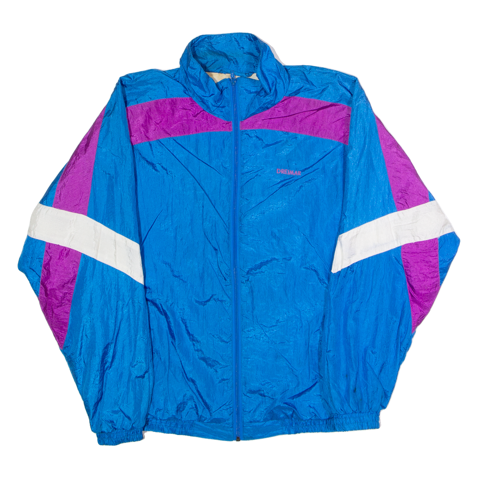 DREIMAR Mens Shell Jacket Blue Nylon 90s Colourblock M Refurbished - N/A refurbished available on Cerqular