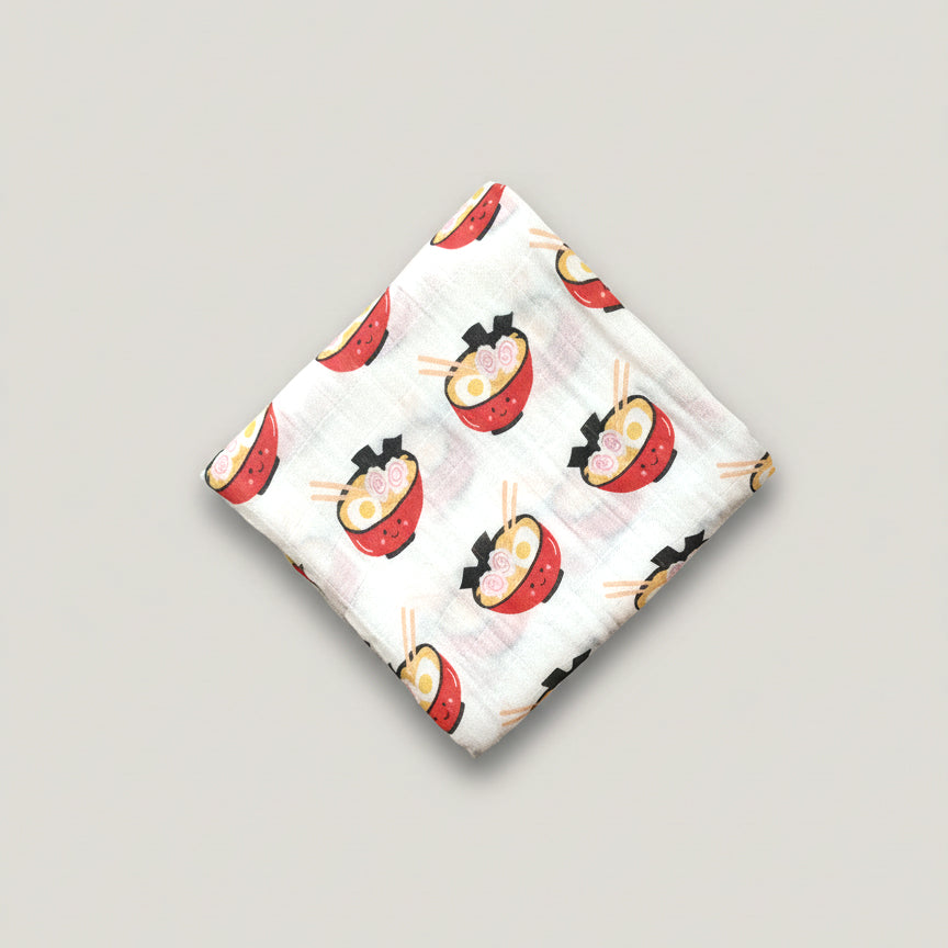 Organic Bamboo Blend Swaddle - Ramen | Design: Bakery Buns Refurbished - The Wee Bean refurbished available on Cerqular