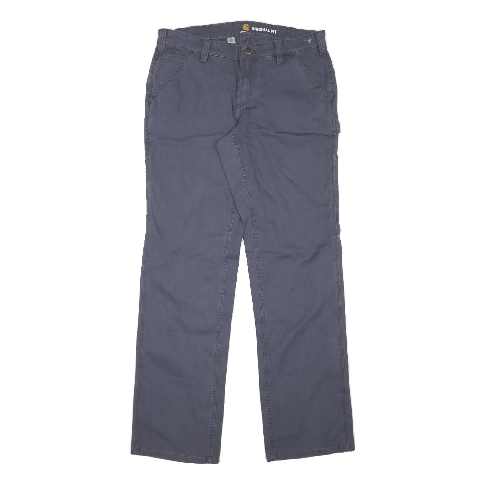 CARHARTT Womens Blue Regular Fit Straight Trousers W32 L33 Cotton Blend Zip Refurbished - N/A refurbished available on Cerqular