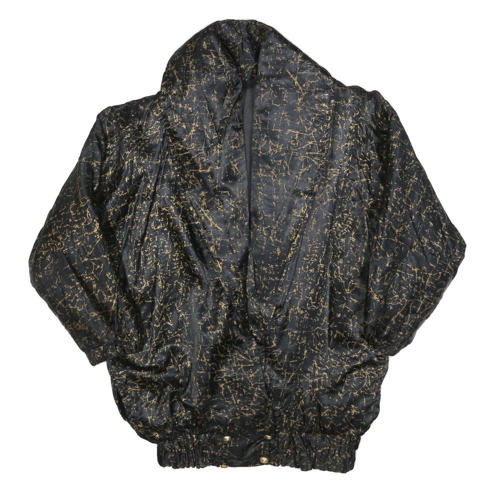 Womens Black & Gold Patterned Button Jacket M Polyester Blend Lightweight Refurbished - N/A refurbished available on Cerqular