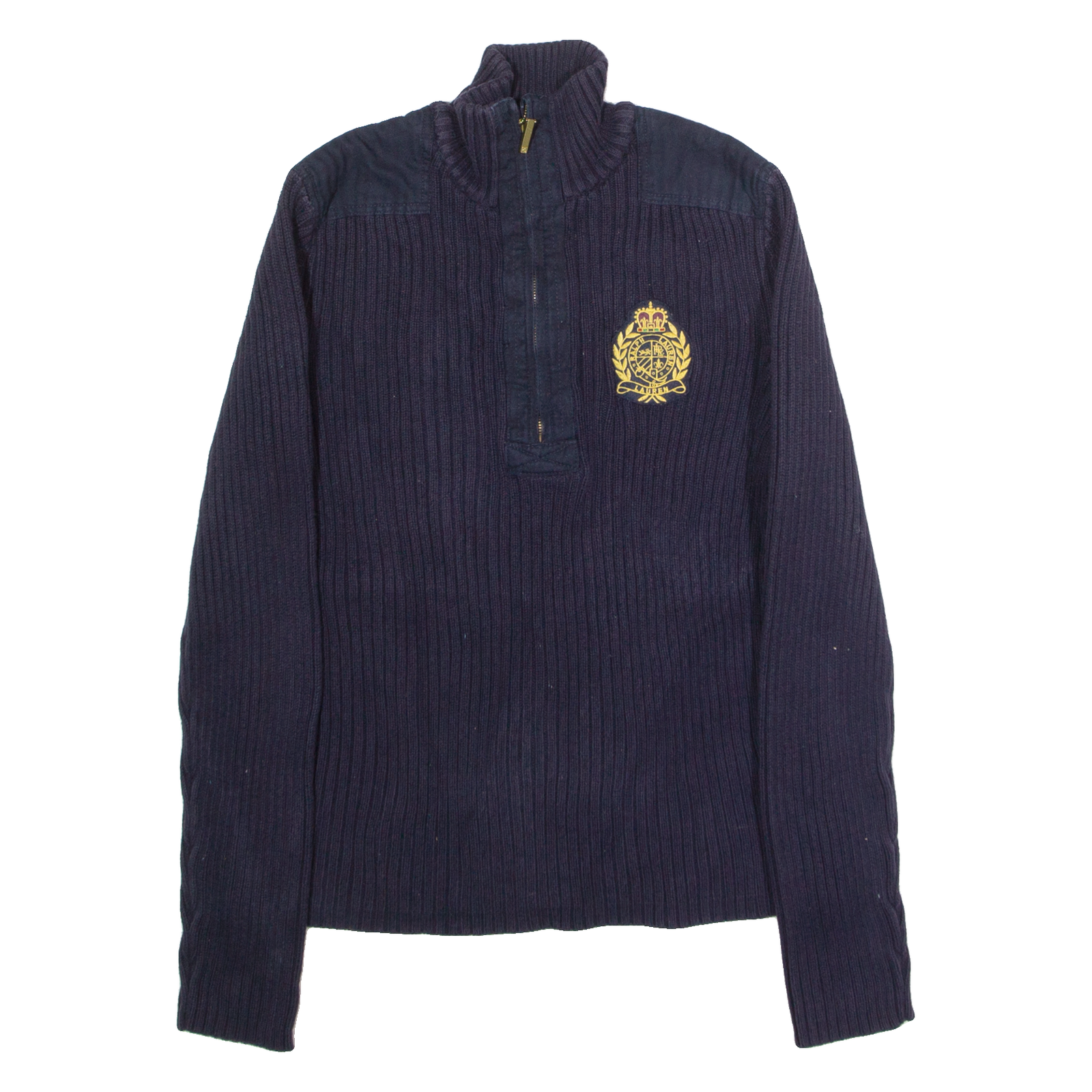LAUREN RALPH LAUREN Petite Womens Jumper Blue 1/4 Zip Chunky Knit L Refurbished - N/A refurbished available on Cerqular