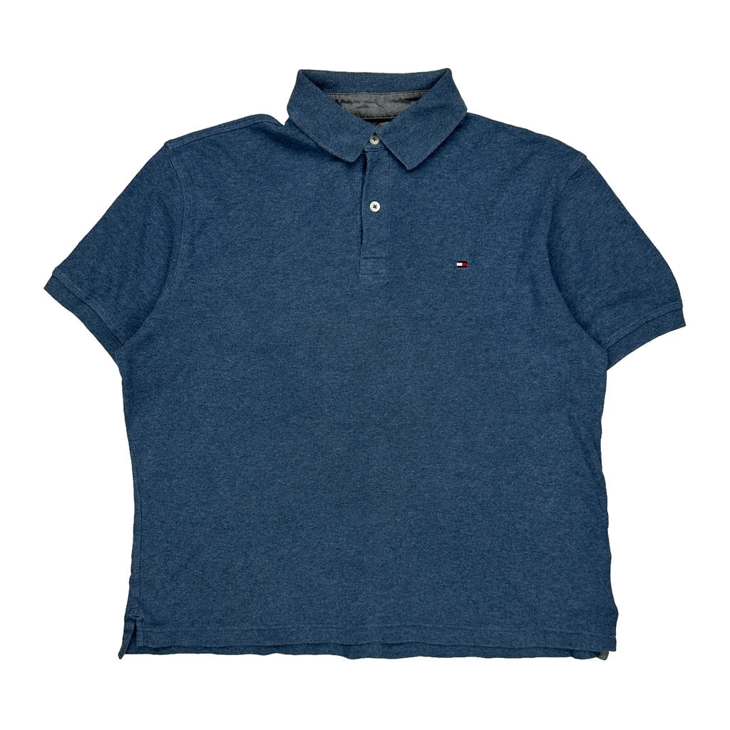 Tommy Hilfiger Polo Shirt - Small Blue Cotton Refurbished - Thrifted (note: this is a term often used to describe second- refurbished available on Cerqular