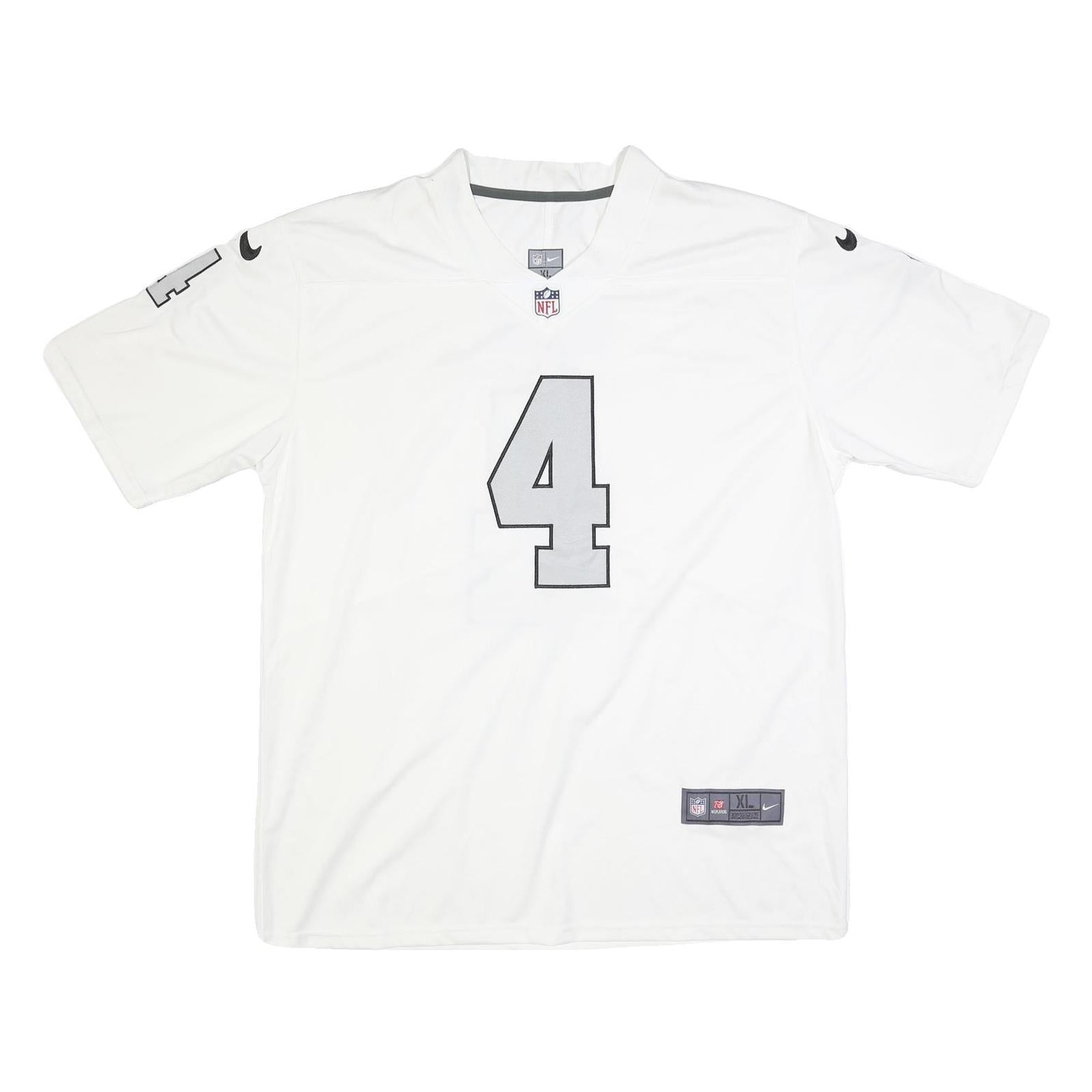 NIKE Mens White NFL Graphic T-Shirt XL Short Sleeve V-Neck Carr 4 Number Refurbished - N/A refurbished available on Cerqular