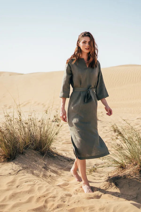 Isla - Midi Linen Dress | Size: S | Color: Corn Flower Blue Refurbished - N/A (I could not find a well-known brand with this name refurbished available on Cerqular