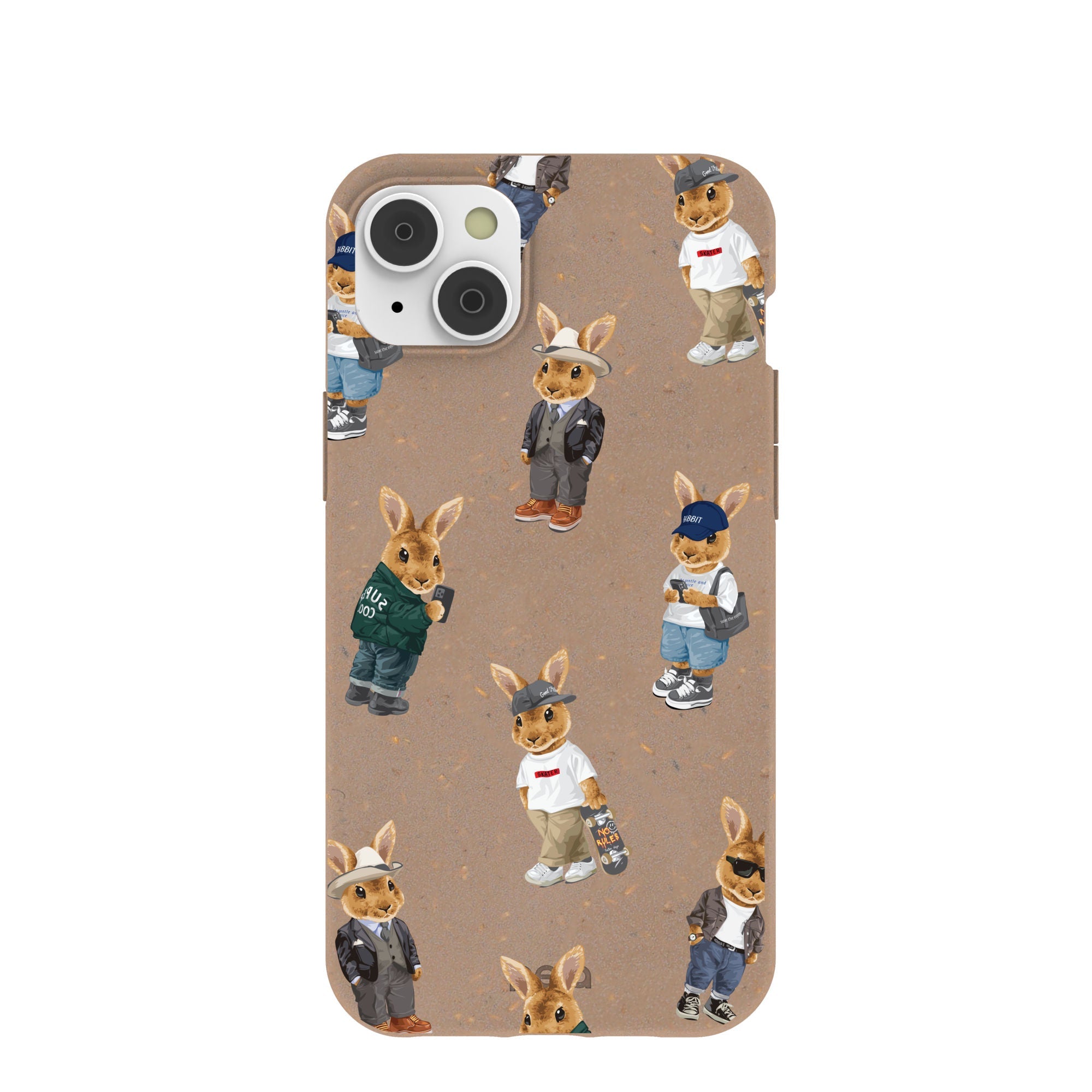 Chocolate Brown Rabbit Friends iPhone 14 Plus Case Refurbished - Pela Case refurbished available on Cerqular